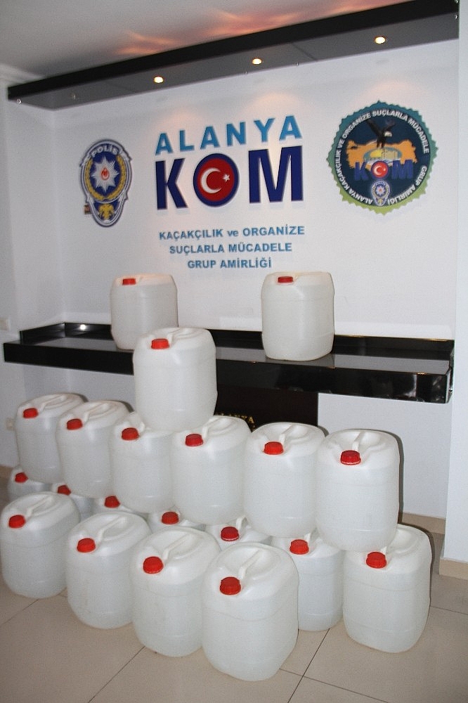 Alanya'da 500 litre etil alkol ele geçirildi! (Videolu)