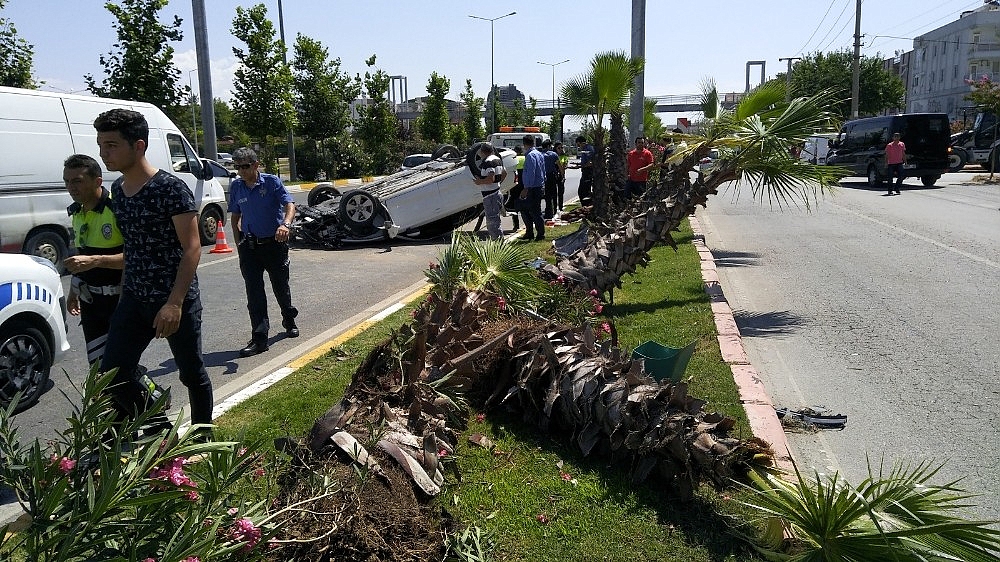 Takla atan araç ağaçlara çarparak durabildi: 3 yaralı!