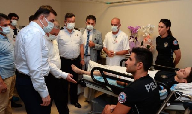 Vali Yazıcı, şüpheli tarafından vurulan 2 polisi ziyaret etti